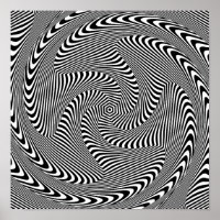 confusing hypnotic swirl lines pattern black white