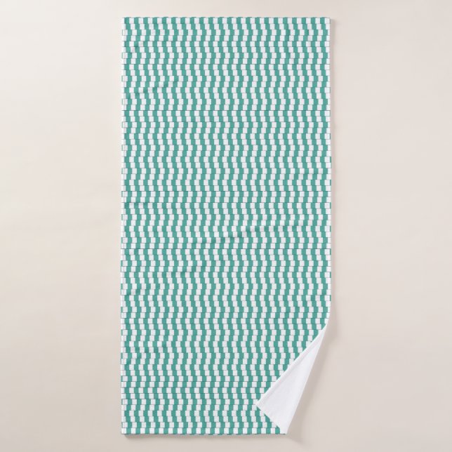 Confusing lines turquoise bath towel (Bath Towel)