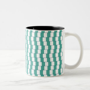 Confusing lines turquoise Two-Tone coffee mug