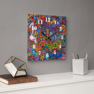 Confusion By Squid Fear City Square Wall Clock