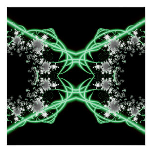 Confusion Green and White Fractal Art Poster