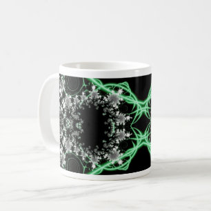 Confusion   Green and White Fractal Art Wrap Coffee Mug