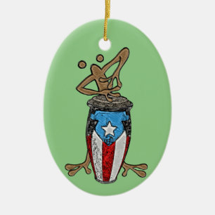 Conga Coqui Taino  Ceramic Tree Decoration
