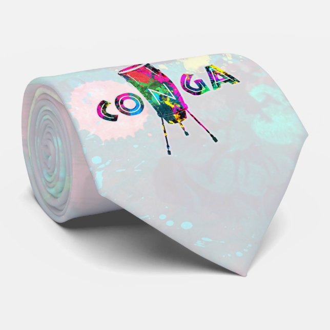 Conga Cuban Drum Colourful Tumbadora Latin Music Tie (Rolled)