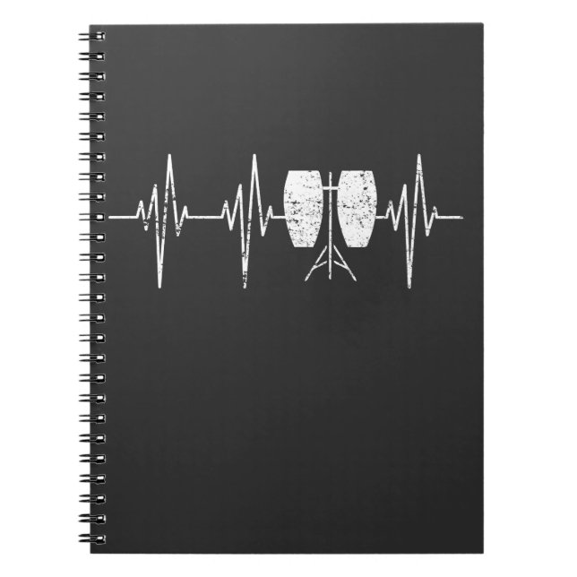 Conga Drum - Distressed Conga Drummer Heartbeat Notebook (Front)