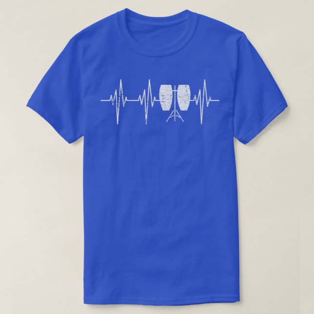 Conga Drum Distressed Conga Drummer Heartbeat  T-Shirt (Design Front)