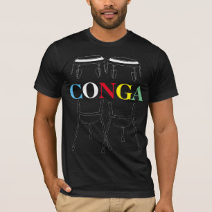 Conga Drums and Text Black T-Shirt
