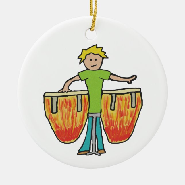 Conga Drums Ceramic Tree Decoration (Front)