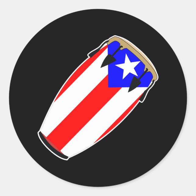 Conga Flag Puerto Rico Classic Round Sticker (Front)