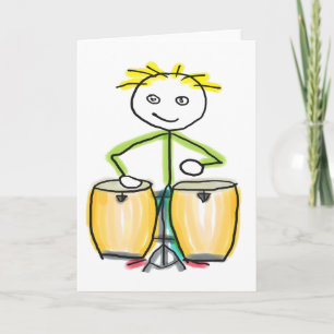 Conga Playing Stickman Card