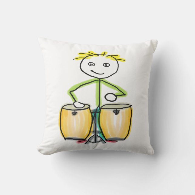 Conga Playing Stickman Cushion (Front)