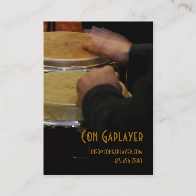 congaplayer's hands on conga drums business card (Front)