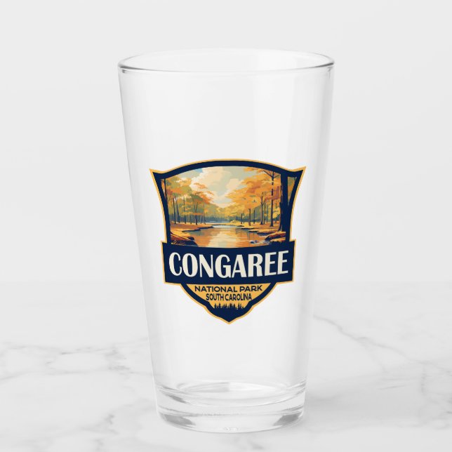 Congaree National Park Illustration Travel Vintage Glass (Front)