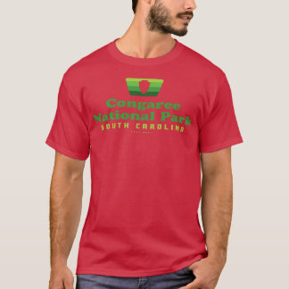 Congaree National Park Retro Badge Arrowhead Green T-Shirt