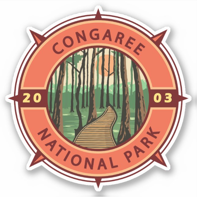 Congaree National Park Retro Compass Emblem (Front)