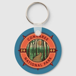 Congaree National Park Retro Compass Emblem Key Ring