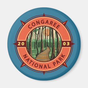 Congaree National Park Retro Compass Emblem Magnet