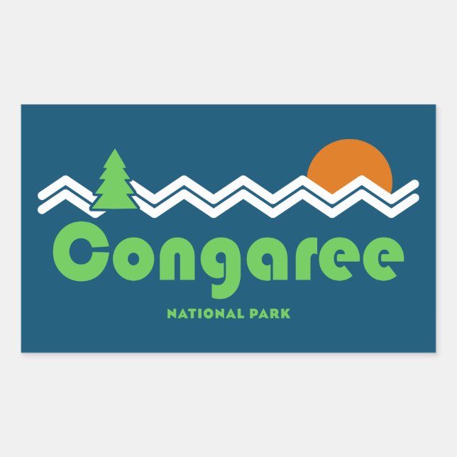 Congaree National Park Retro Rectangular Sticker (Front)