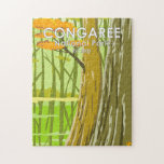 Congaree National Park South Carolina Art Vintage Jigsaw Puzzle<br><div class="desc">Congaree vector artwork design. The park preserves the largest tract of old growth bottomland hardwood forest left in the United States.</div>