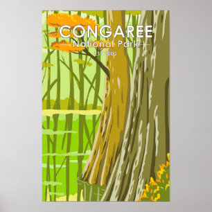 Congaree National Park South Carolina Art Vintage Poster