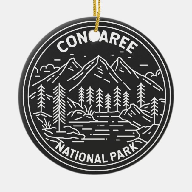Congaree National Park South Carolina Monoline  Ceramic Tree Decoration (Front)