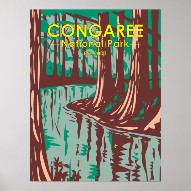 Congaree National Park South Carolina Vintage Post Poster (Front)