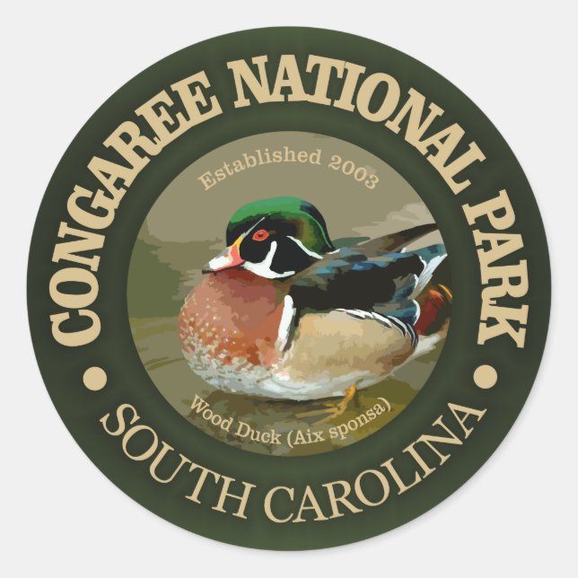 Congaree National Park (Wood Duck) Classic Round Sticker (Front)
