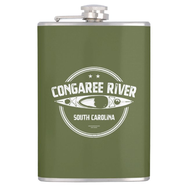 Congaree River South Carolina Kayaking Hip Flask (Front)
