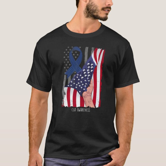Congenital and Genetic Diseases American Flag Blue T-Shirt (Front)