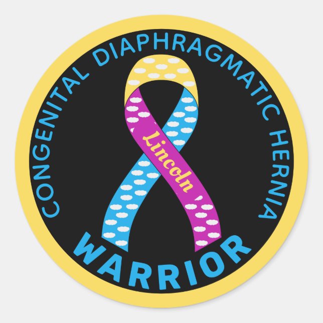 Congenital Diaphragmatic Hernia Black Classic Round Sticker (Front)