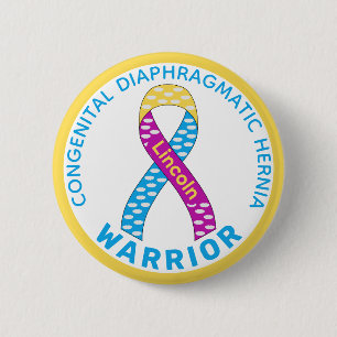 Congenital Diaphragmatic Hernia Warrior White  6 Cm Round Badge