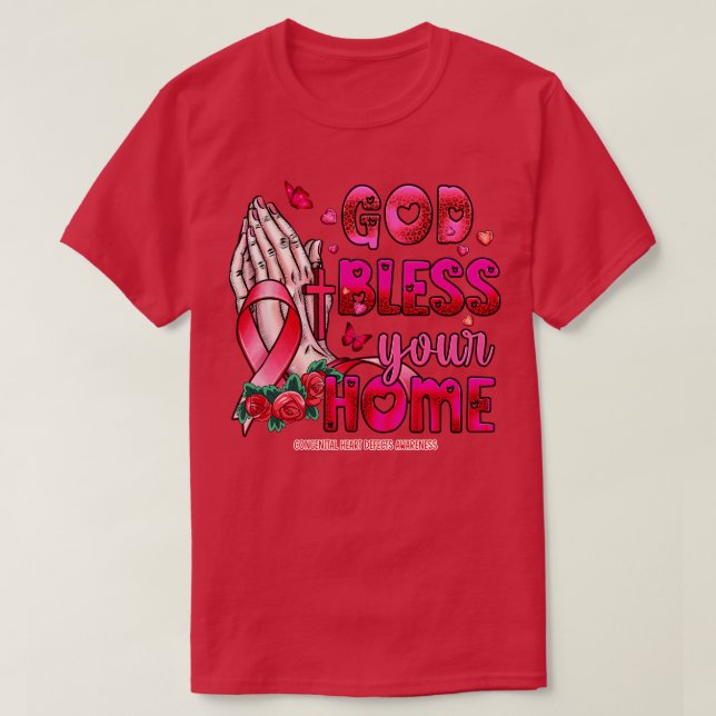 Congenital Heart Defects Awareness god bless faith T-Shirt (Design Front)