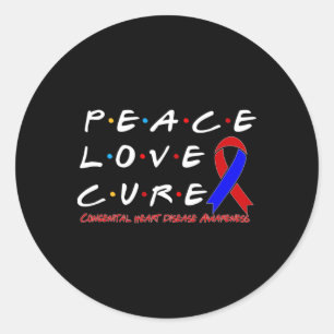 Congenital Heart Disease Awareness Peace Love Cure Classic Round Sticker