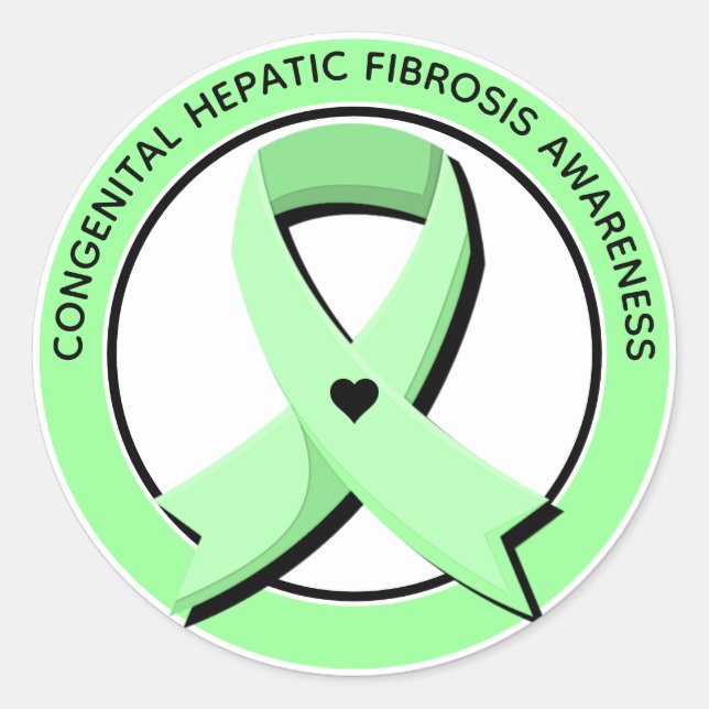 Congenital Hepatic Fibrosis Awareness Heart Classic Round Sticker (Front)