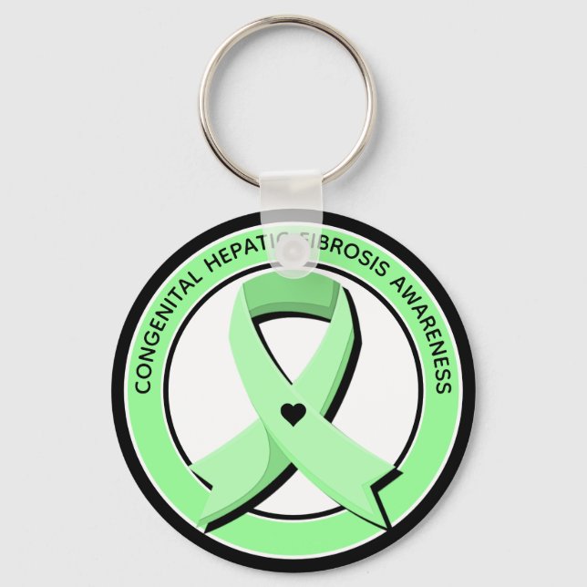 Congenital Hepatic Fibrosis Awareness Heart Key Ring (Front)
