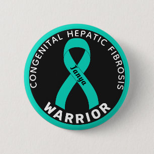 Congenital Hepatic Fibrosis Warrior Ribbon Black 6 Cm Round Badge