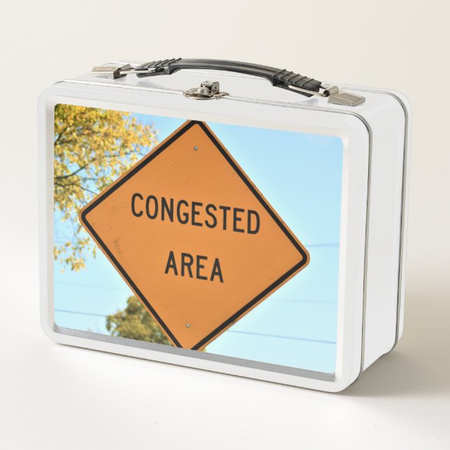 Congested Area Road Sign Metal Lunch Box (Front)