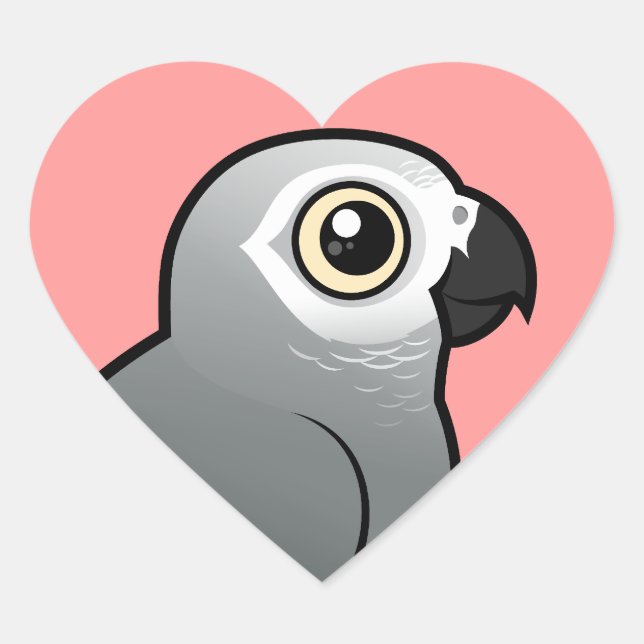 Congo African Grey Heart Sticker (Front)