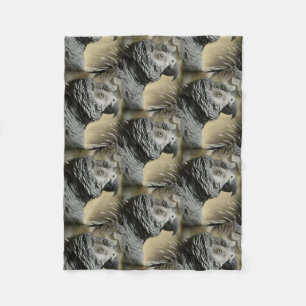 Congo African Grey Parrot with Ruffled Feathers Fleece Blanket