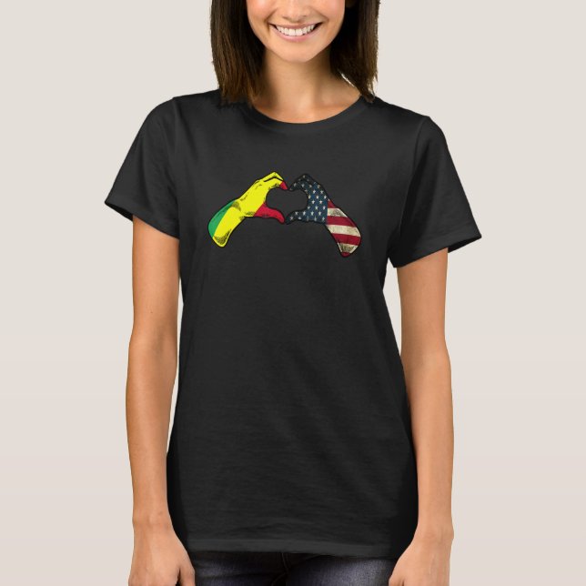 Congo American USA Flag   USA Congolese Heart T-Shirt (Front)