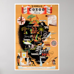 Congo Art Africa Travel Poster African Map Print