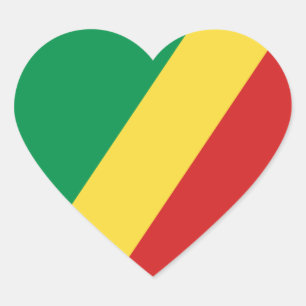 Congo-Brazzaville Flag Heart Sticker
