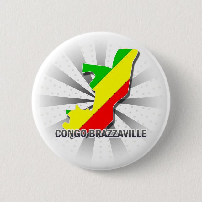 Congo Brazzaville Flag Map 2.0 6 Cm Round Badge (Front)
