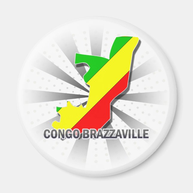 Congo Brazzaville Flag Map 2.0 Magnet (Front)