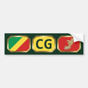 Congo-Brazzaville Flag Map Code Bumper Sticker