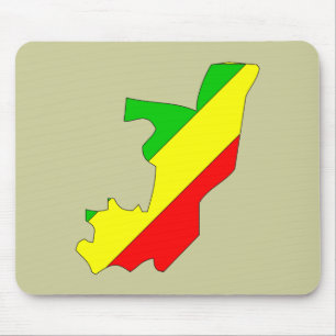 Congo Brazzaville flag map Mouse Mat