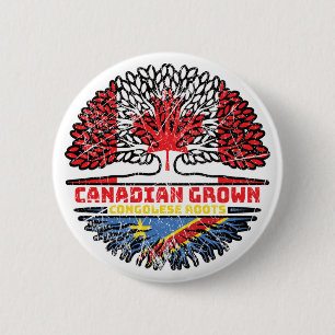 Congo Congolese Canadian Canada Tree Roots Flag 6 Cm Round Badge
