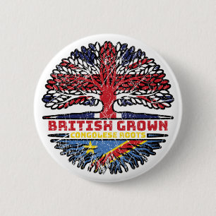 Congo Congolese Uk United Kingdom British Tree 6 Cm Round Badge