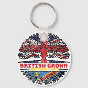 Congo Congolese Uk United Kingdom British Tree Key Ring