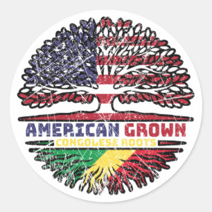 Congo Congolese US American USA United States Tree Classic Round Sticker